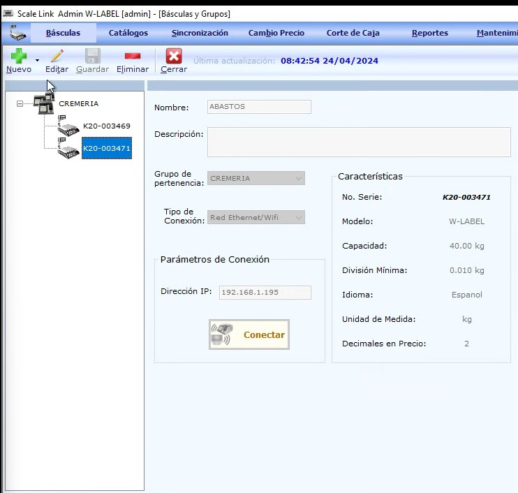 'Registrando una báscula en ScaleLink'